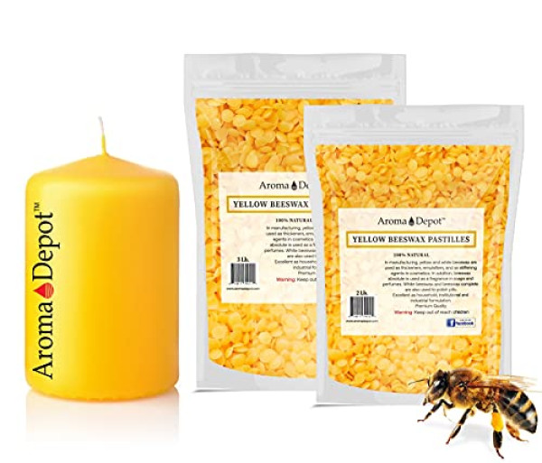 Aroma Depot 4 oz Yellow Beeswax Pellets 100% Natural Pure Bees Wax