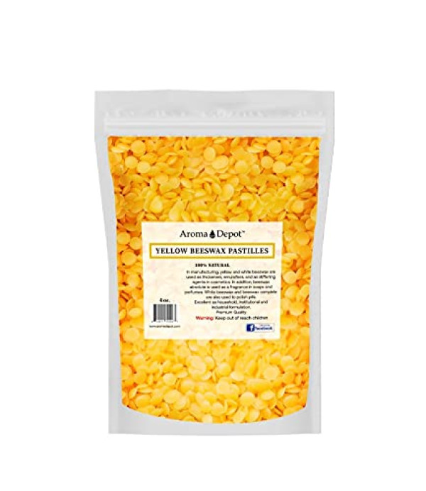 Aroma Depot 4 oz Yellow Beeswax Pellets 100% Natural Pure Bees Wax