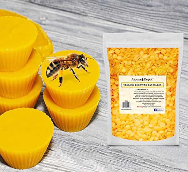 Aroma Depot 4 oz Yellow Beeswax Pellets 100% Natural Pure Bees Wax