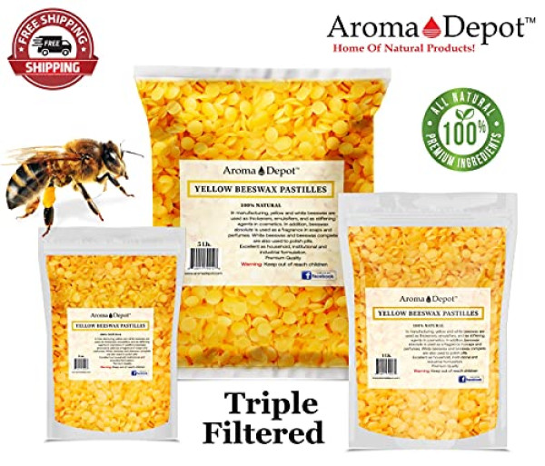 Aroma Depot 4 oz Yellow Beeswax Pellets 100% Natural Pure Bees Wax