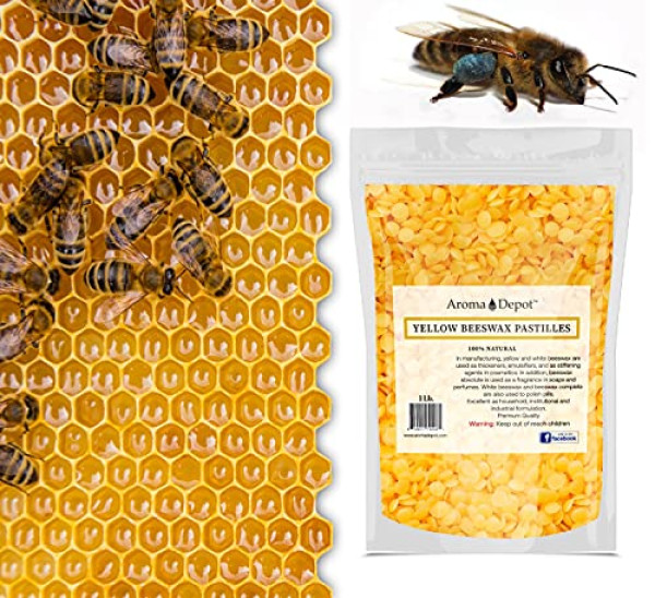 Aroma Depot 4 oz Yellow Beeswax Pellets 100% Natural Pure Bees Wax