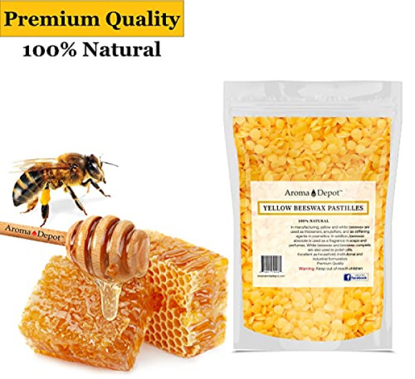 Aroma Depot 4 oz Yellow Beeswax Pellets 100% Natural Pure Bees Wax