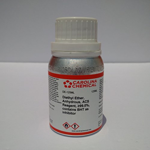 Diethyl Ether, Anhydrous, ACS Reagent, ≥99.0%, 125 ML Contains BHT as Inhibitor