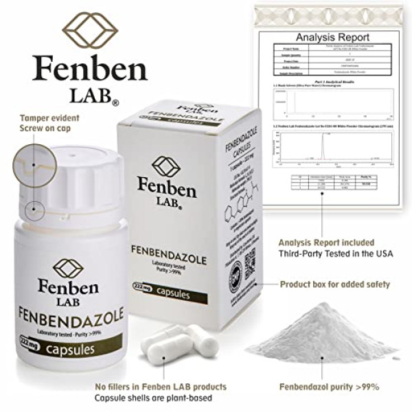 Fenbendazol 222mg, Purity >99%, by Fenben LAB, 30 Caps