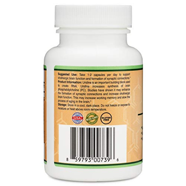 Uridine Monophosphate, Choline Enhancer, Beginner Nootropic,  300mg, 60 Caps