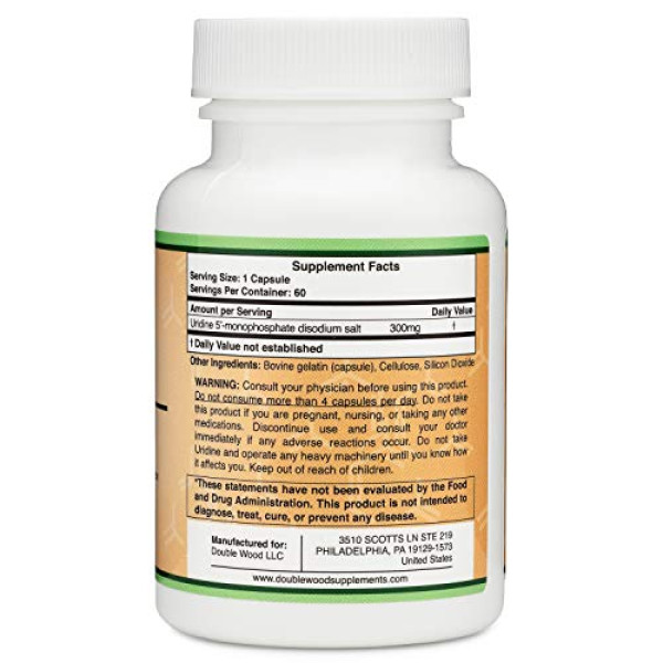 Uridine Monophosphate, Choline Enhancer, Beginner Nootropic,  300mg, 60 Caps