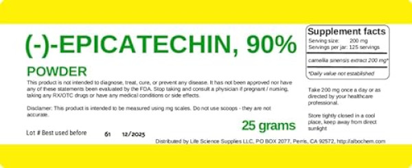 Epicatechin 90% Powder | 25 Grams | (-)-epicatechin