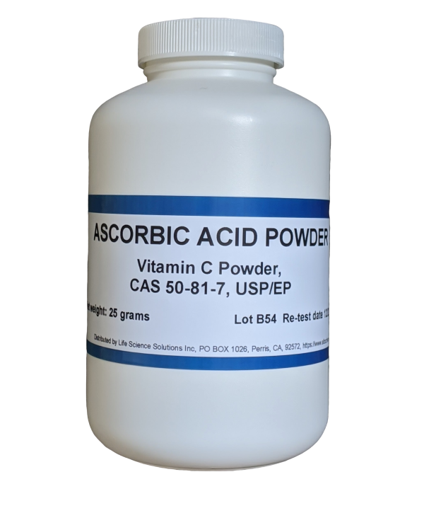 Ascorbic Acid (Vitamin C) Powder, USP/EP, 25 Grams