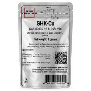 GHK-Cu Powder (Copper(II) glycyl-L-histidyl-L-lysinate) – ≥99% Purity – 3 grams