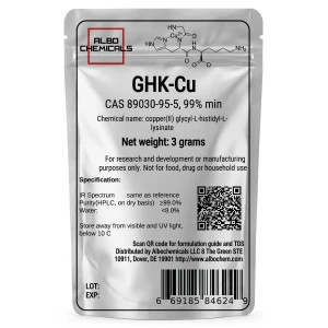 GHK-Cu Powder (Copper(II) glycyl-L-histidyl-L-lysinate) – ≥99% Purity – 3 grams
