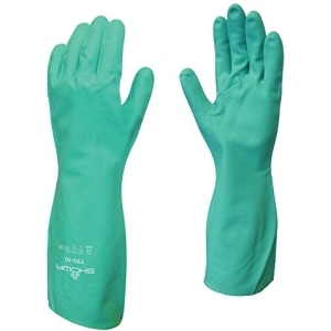 SHOWA 730 Nitrile Cotton Flock-lined Chemical Resistant Glove, Large (Pack of 12 Pairs)