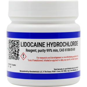 Lidocaine powder (Lidocaine HCL), purity 99.9%, 25 grams