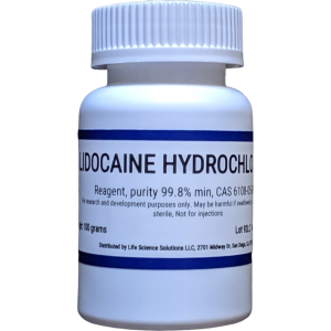 Lidocaine Hydrochloride, purity 99.9%, 100 grams