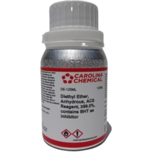 Diethyl Ether 125mL, Anhydrous, ACS Reagent, ≥99.0%, contains BHT as inhibitor