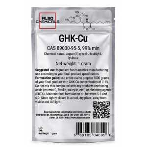 GHK-Cu, Copper Peptide Powder, 99% min, 1 gram, CAS 89030-95-5