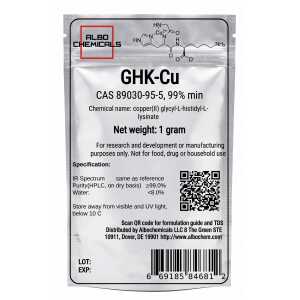 GHK-Cu Powder (Copper(II) glycyl-L-histidyl-L-lysinate) – ≥99% Purity – 1 gram